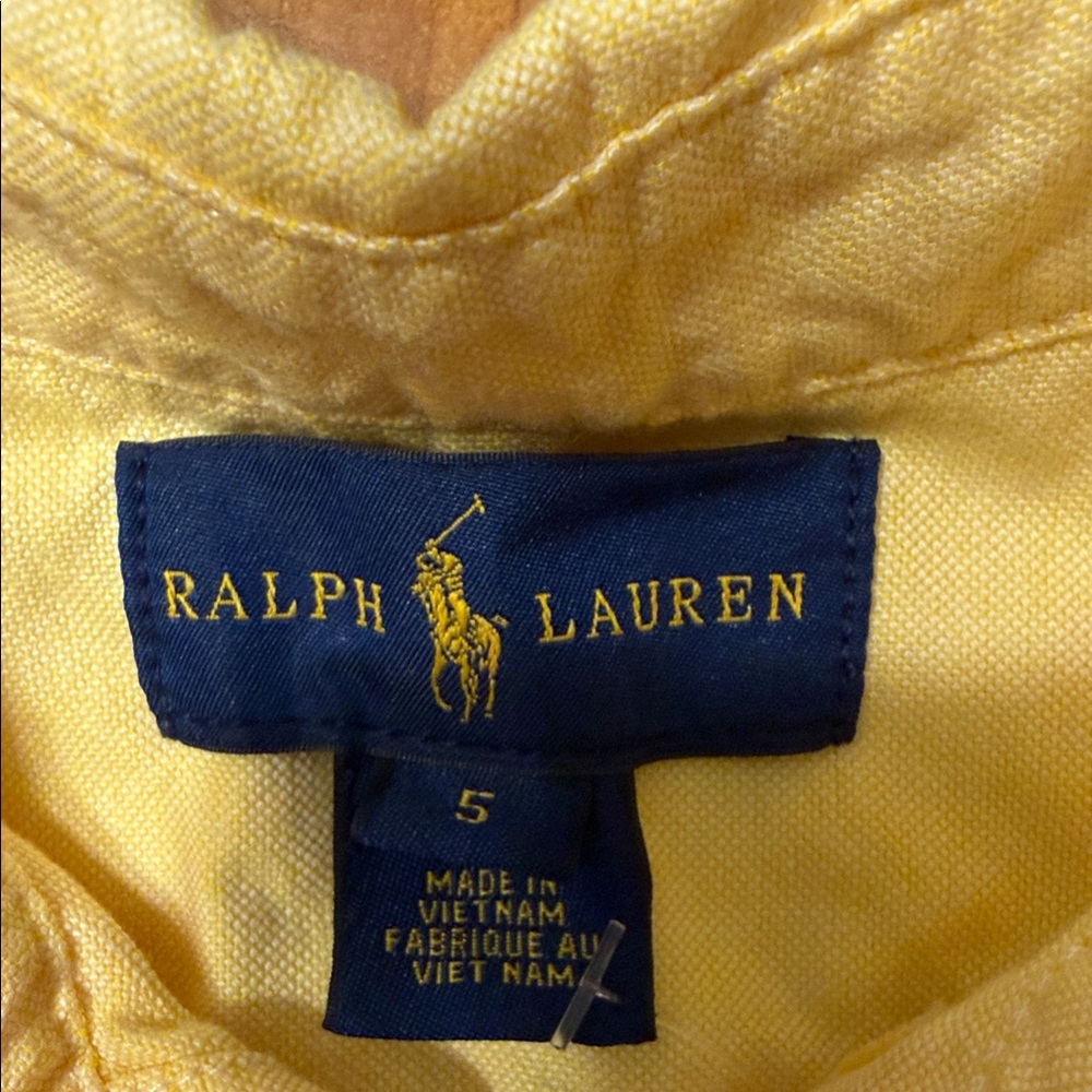Ralph Lauren Yellow Button-Down Kids Oxford Shirt with Pony Logo - Picture 3 of 4